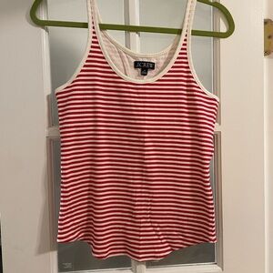 J. Crew Vintage Tank with built in shelf bra, Red and White